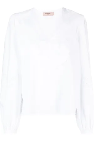 Twin-Set Blouse en coton à broderies anglaises