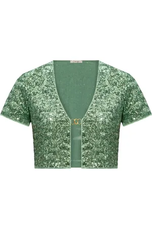 Oseree Cardigan crop à ornements de sequins