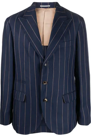 Brunello Cucinelli Blazer boutonné à fines rayures