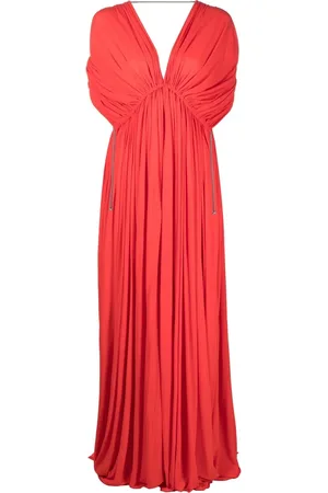 Lanvin Robe longue plissée à col v