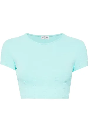 CHANEL T-shirt crop à logo CC brodé (1997)