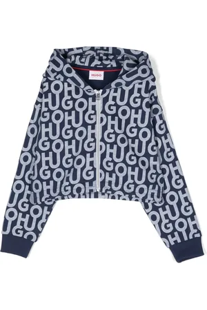HUGO BOSS Hoodie zippé à logo imprimé