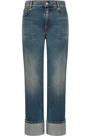 Alexander McQueen Jean droit à ourlet retroussé