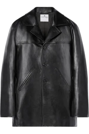Courrèges Veste en cuir à revers crantés