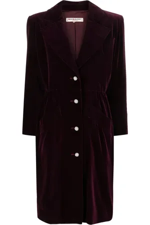 Saint Laurent Manteau en velours à simple boutonnage