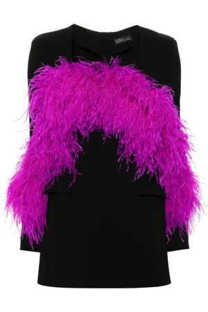 LOULOU Robe ornée de plumes à coupe courte