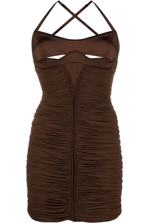 MUGLER Robe courte froncée à découpes