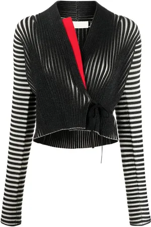 Tory Burch Cardigan rayé à design portefeuille