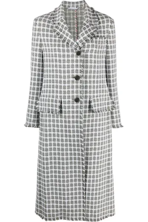 Thom Browne Manteau à carreaux en tweed