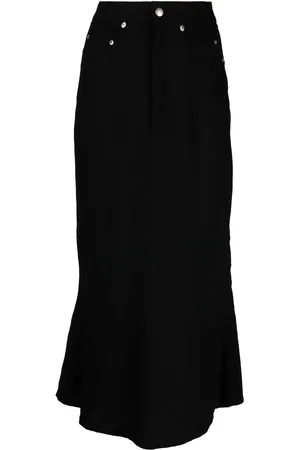 Rick Owens Jupe mi-longue en laine à taille haute