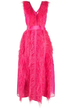HUISHAN ZHANG Robe longue Irina ornée de plumes d