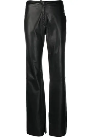 ALYSI Pantalon en cuir à coupe droite