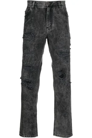 Dolce & Gabbana Jean droit à effet usé