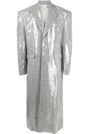 Vetements Manteau brodé de sequins à carreaux