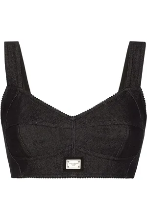 Dolce & Gabbana Haut corset en jean à étiquette logo