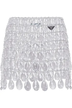 Prada Minijupe frangée à ornements en cristal