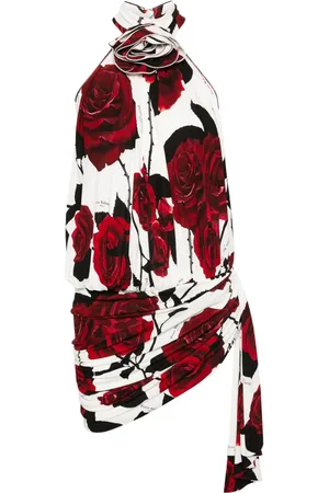 Balmain Robe courte à roses imprimées
