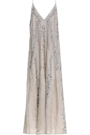 Agua by Agua Bendita Robe longue Soledad Bougainvillea Embroidered