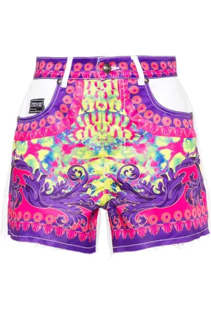 VERSACE Short en jean à logo imprimé