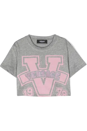 VERSACE T-shirt crop à logo imprimé