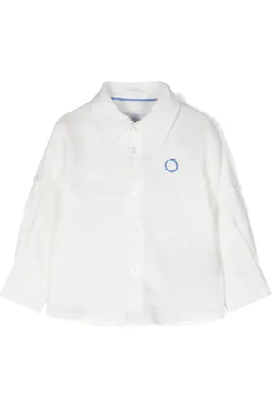 Trussardi Chemise en lin à logo brodé