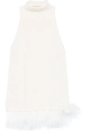 Serafini Robe courte à bordure de plumes