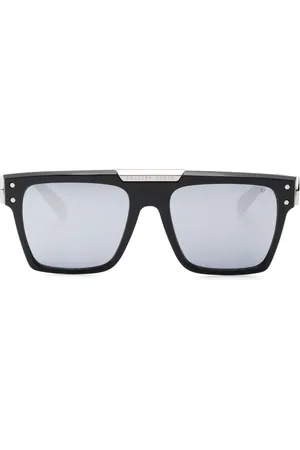 Philipp Plein Lunettes de soleil carrées à plaque logo