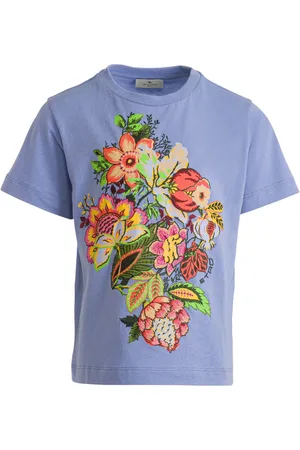Etro T-shirt en coton à fleurs brodées