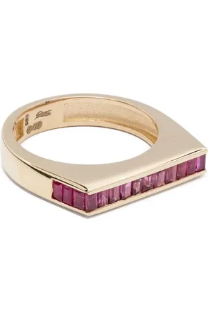 JACQUIE AICHE Bague Flat Bar en 14ct sertie de rubis
