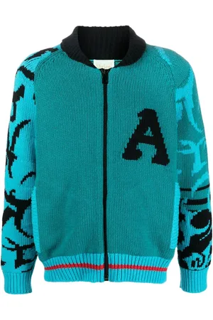 ARIES Cardigan zippé à logo en intarsia