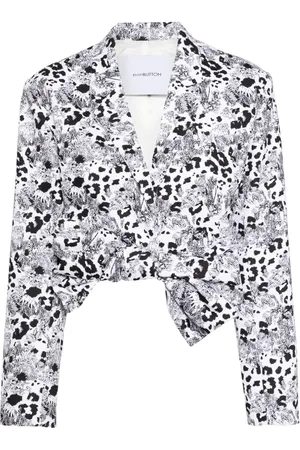 pushBUTTON Veste crop imprimée