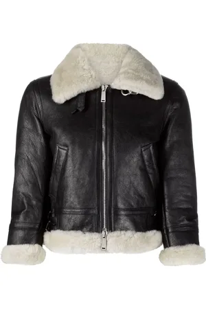 Dsquared2 Veste en peau lainée à coupe crop