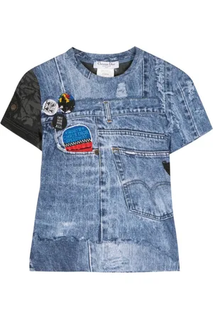 Dior T-shirt en coton à imprimé jean (années 2001)