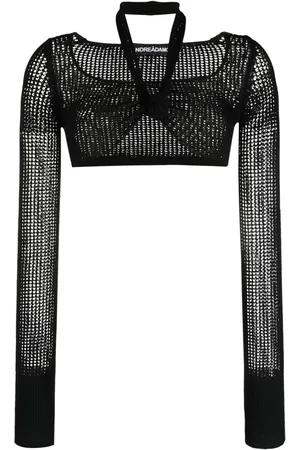 ANDREADAMO Haut crop en maille à manches longues