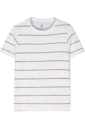 Brunello Cucinelli T-shirt en lin à rayures