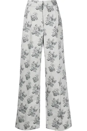 Maison Kitsuné Pantalon droit à fleurs en jacquard
