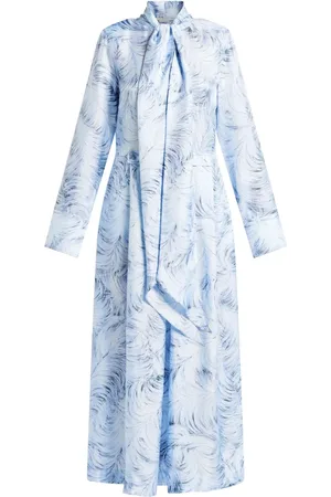 Stella McCartney Robe mi-longue à imprimé plumes