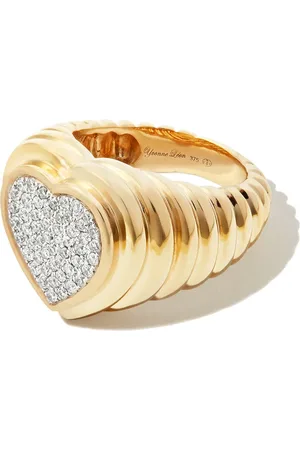 YVONNE LÉON Chevalière Mini Heart en 9ct sertie de diamants