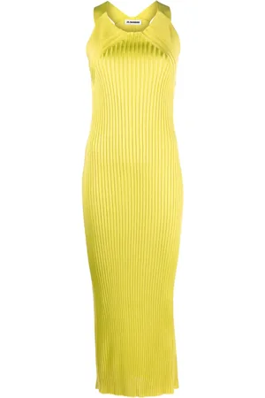 Jil Sander Robe longue nervurée à design sans manches