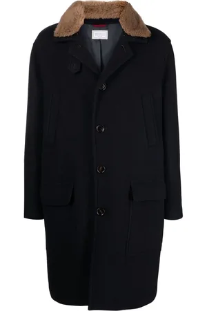 Brunello Cucinelli Manteau mi-long à détails en fourrure artificielle