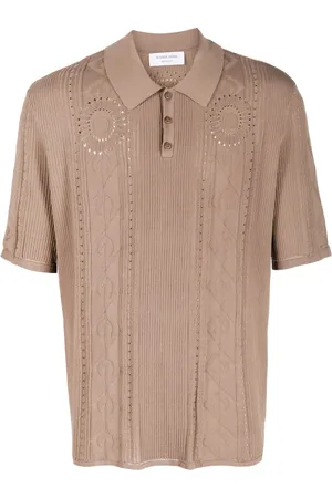 Marine Serre Polo Moon Diamant en maille torsadée