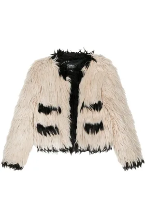 CHANEL Veste sans col en fourrure artificielle (1994)