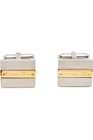 Dior Boutons de manchette bicolores à logo gravé (années 1980)