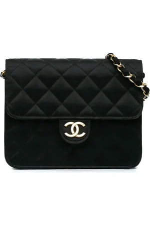 CHANEL Mini sac à bandoulière Square Classic Single Flap en satin (1986-1988)