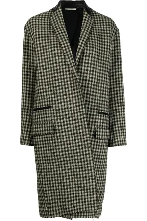 Céline Manteau mi-long à motif pied-de-poule