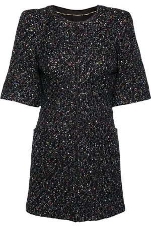 CHANEL Robe courte ornée de sequins à manches évasées