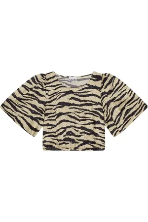 Ganni T-shirt crop à imprimé zèbre