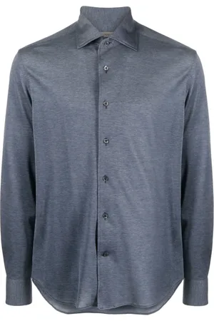 corneliani Chemise en coton à col biaisé