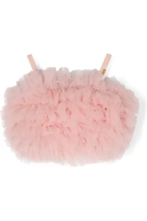 Elisabetta Franchi Débardeur crop en tulle à volants