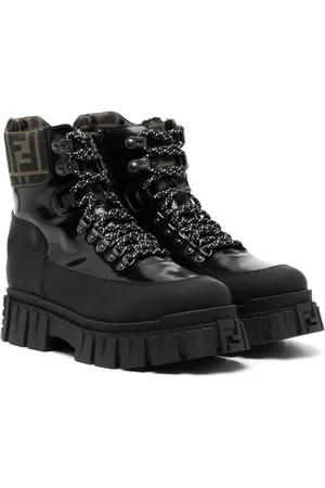 Fendi Chaussures de randonnée en cuir à logo imprimé